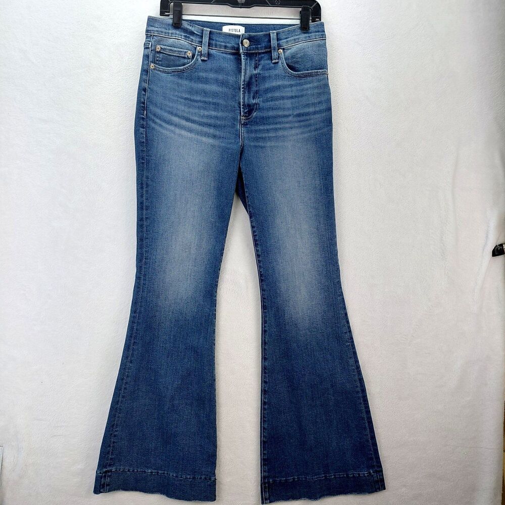 Pistola Kinsley Jeans Womens Size 29 Blue Denim Mid Rise Ultra Flare Bell Bottom